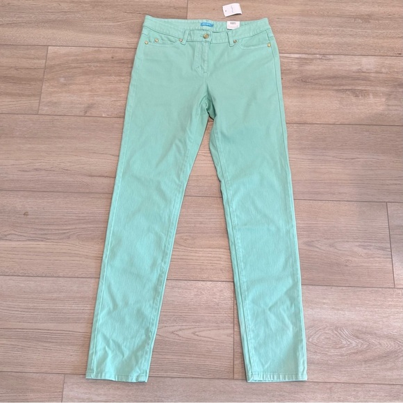 J. McLaughlin Peppermint Solid Denim Cotton Stretch Lexi Pants Women's 6 NWT - Picture 1 of 10